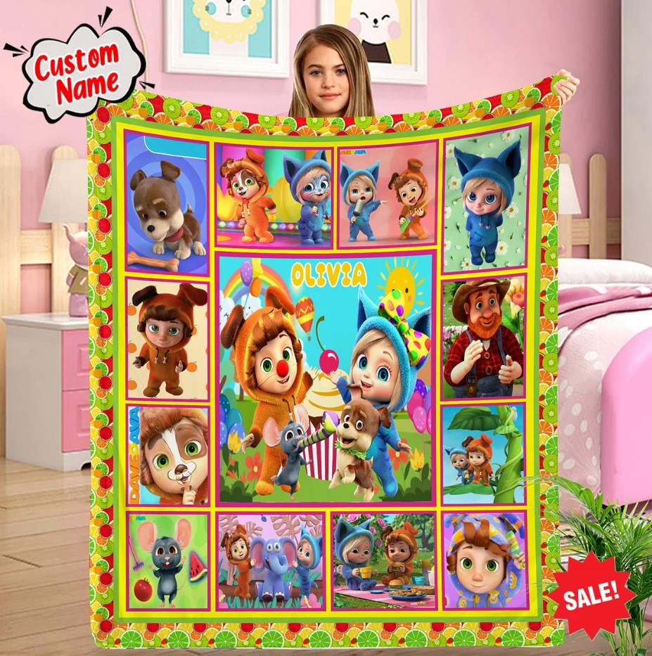 Personalized Dave And Ava Blanket Dave And Ava Birthday Party Dave And Ava Gift Cartoon Blanket Custom Kids Blanket